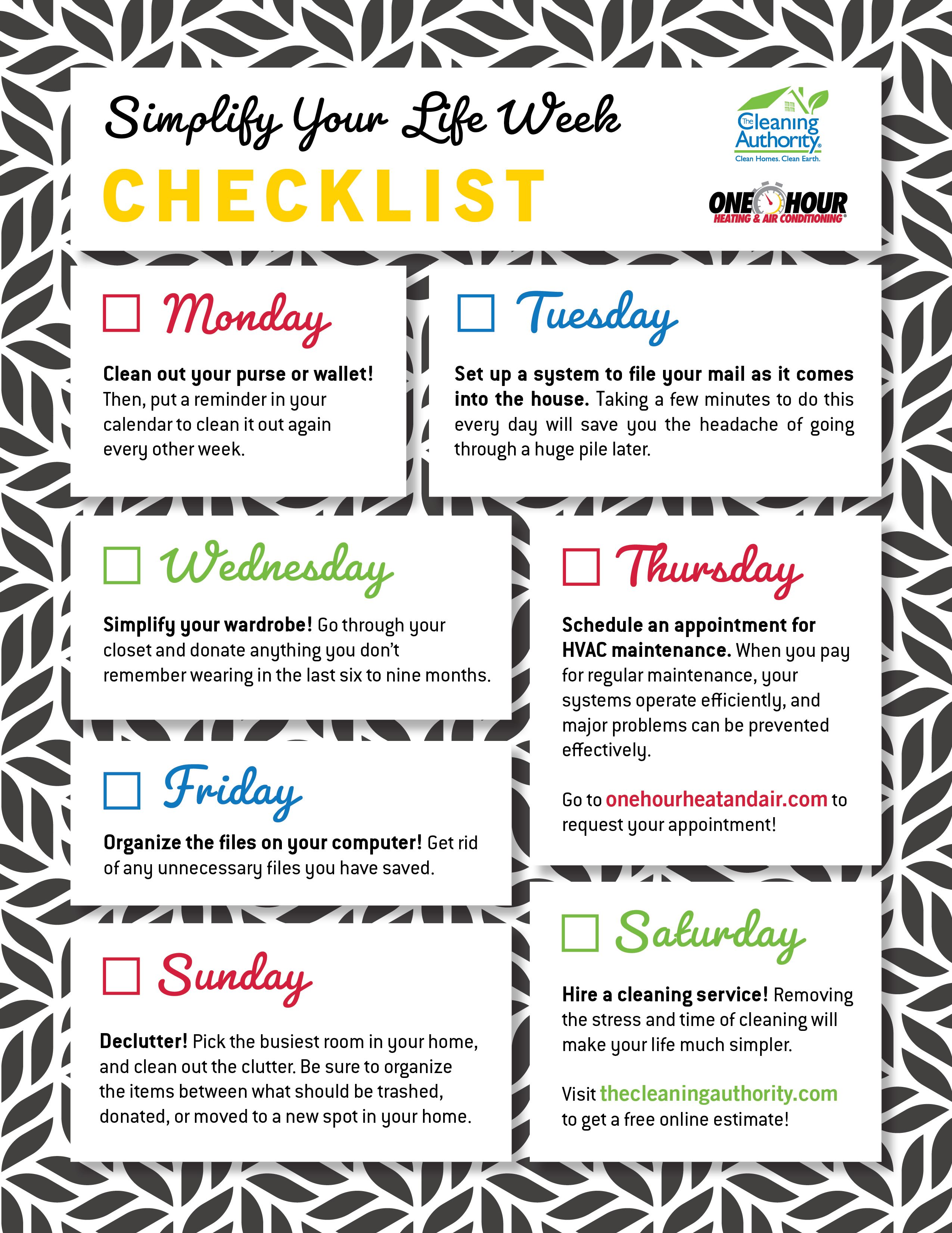 Simplify Your Life Week Checklist